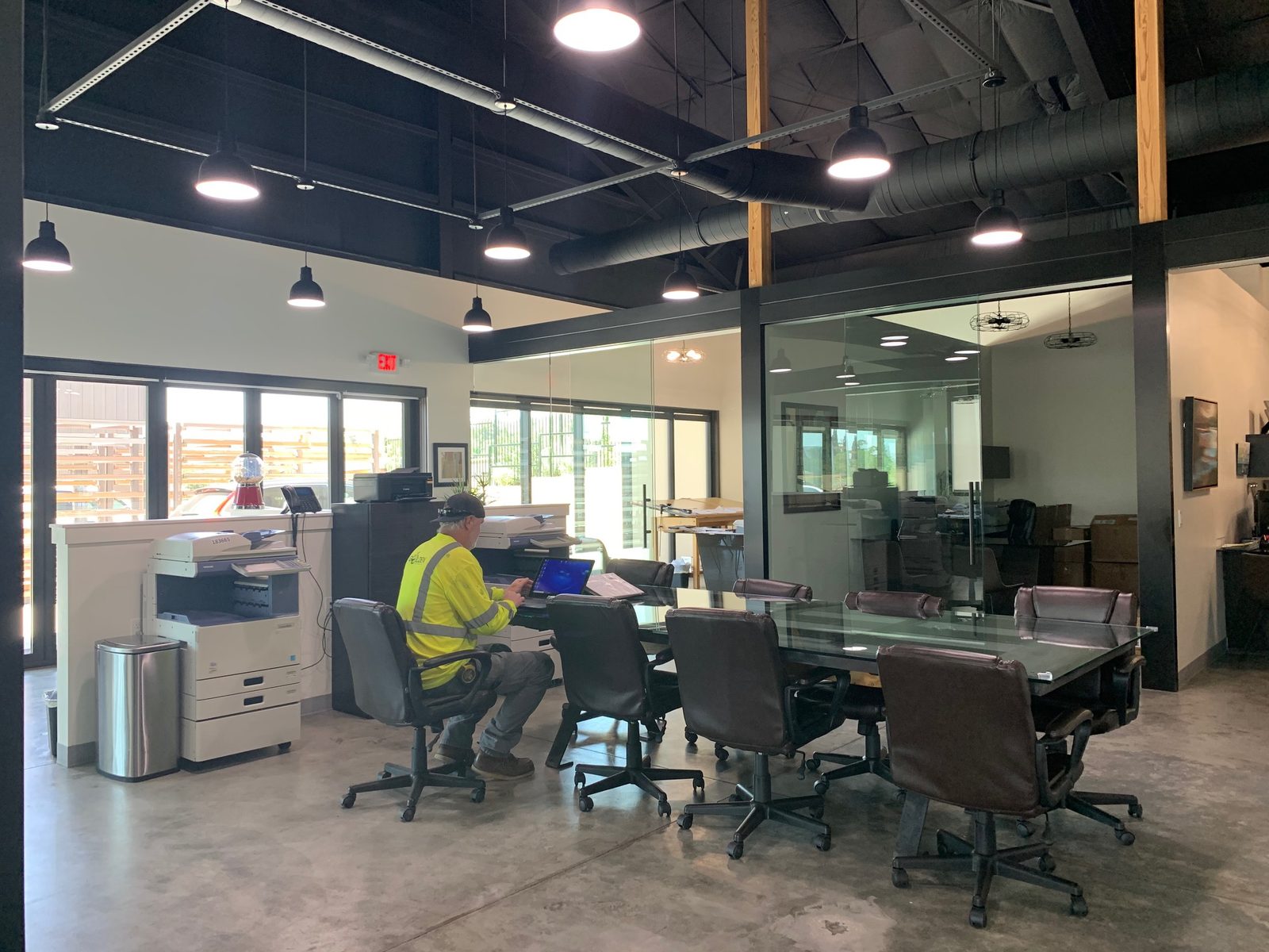 Inside the Golden State Glazing office in Yucaipa, CA